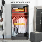 HOMCOM High Gloss Wardrobe, 2 Door Wardrobe with Hanging Rod and Storage Shelf, Clothes Storage Organizer with Anti-tipping Design for Bedroom, Grey