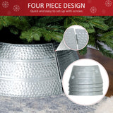 HOMCOM 66cm Hammered Steel Christmas Tree Base Collar
