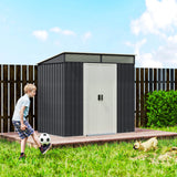 Outsunny 6.5 x 4FT Galvanised Metal Shed with Foundation Kit, Lockable Tool Garden Shed with Double Sliding Doors, Vents, Grey