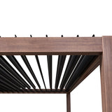 Wood Effect Aluminium Pergola With LED Lights & 2 x Side Panels - 4m x 3m