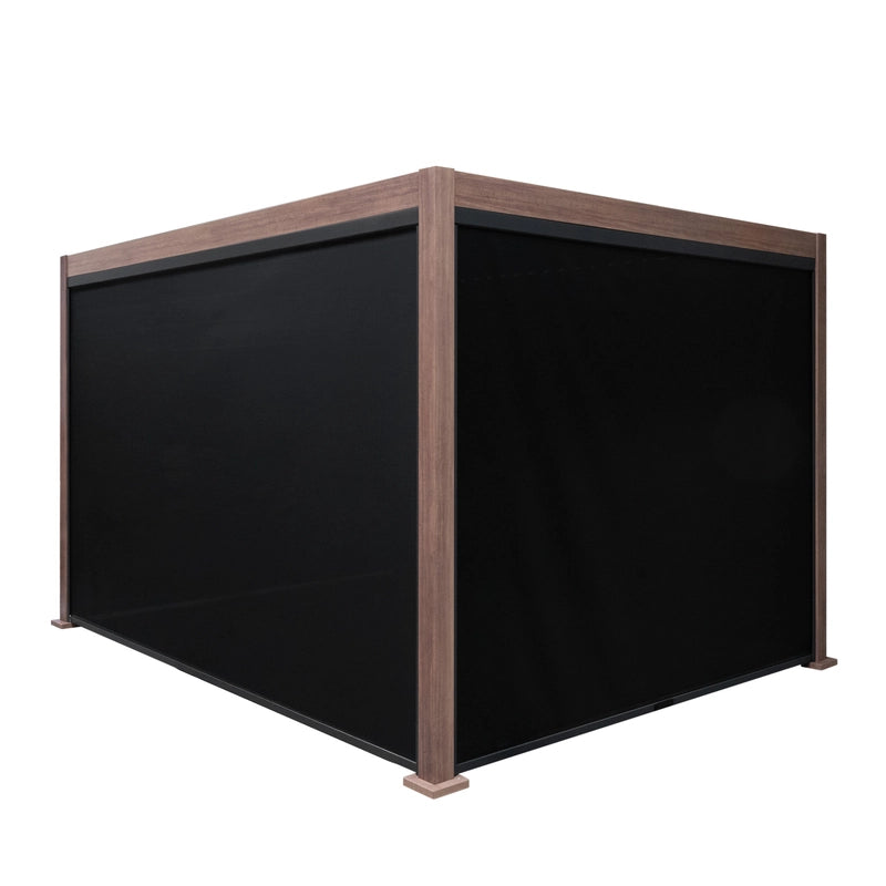 Wood Effect Aluminium Pergola With Blinds - 4m x 3m