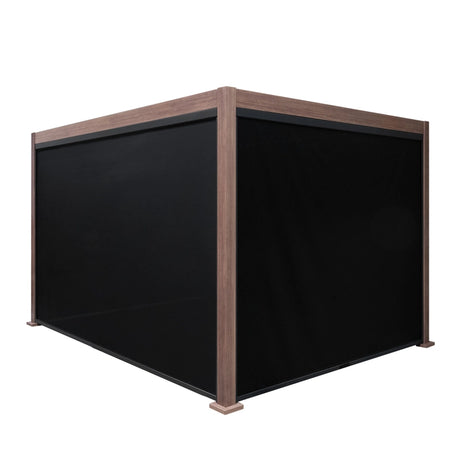 Wood Effect Aluminium Pergola With Blinds - 4m x 3m