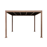 Wood Effect Aluminium Pergola with LED Lights - 3m x 3m