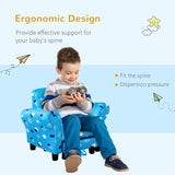 HOMCOM Toddler Chair Children's Armchairs Wood Frame w/ Footrest Anti-Slip Legs High Back Arms for Bedroom Playroom Cute Cloud Star Blue