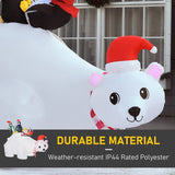 HOMCOM 5ft Outdoor Christmas Inflatable with LED Light, Lighted Blow up Polar Bear with Three Penguins, Giant Yard Party Decoration for Home Garden Lawn Party Prop