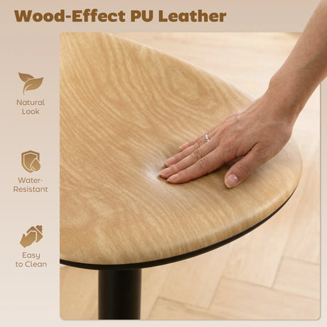 HOMCOM Set of 2 Barstools PU Leather Kitchen Stools with Saddle Seat Height Adjustable Swivel Kitchen Chairs with Footrest Oak