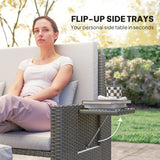 Outsunny Rattan Day Bed, with Footstool - Light Grey