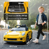 AIYAPLAY Kids Electric Car, 12V Licensed RUF GT Ride on Car with Suspension, Remote Control, Music for 3-5 Years Yellow