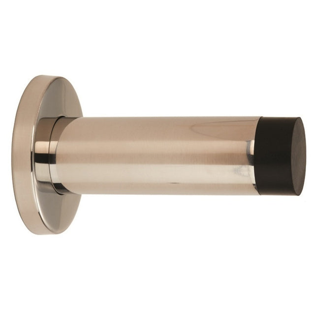 76 X 22MM - WALL MOUNTED DOORSTOP ON ROSE - CONCEALED FIX - BRIGHT STAINLESS STEEL - 76mm - EACH