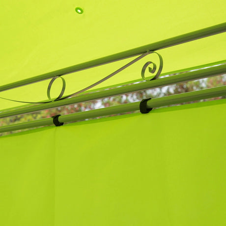 Outsunny 3 x 3(m) Garden Gazebo, Outdoor Gazebo Canopy Shelter with Curtains and Steel Frame for Lawn, Yard and Deck, Green