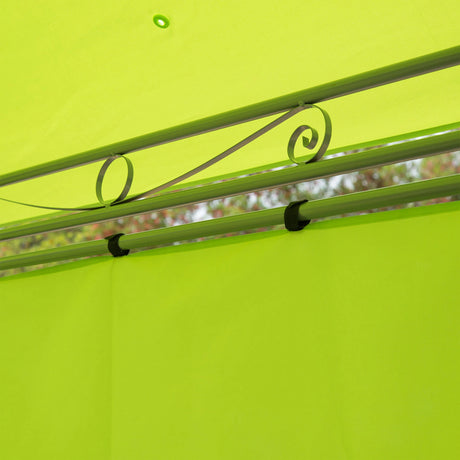Outsunny 3 x 3(m) Garden Gazebo, Outdoor Gazebo Canopy Shelter with Curtains and Steel Frame for Lawn, Yard and Deck, Green