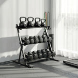 SPORTNOW 3-Tier Adjustable Dumbbell Rack, Heavy-Duty Weight Rack for Dumbbells, Kettlebells and Multiple Balls, Space-Saving Weight Storage Stand for Home Gym, 200 KG Capacity