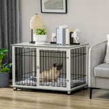 PawHut Indoor Dog Crate Furniture, Side End Table, with Soft Washable Cushion, Lockable Doors, for Small and Medium Dogs