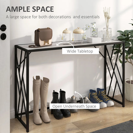 HOMCOM Console Table, Industrial Sofa Table with Metal Frame for Living Room, Hallway, 120 cm, Grey