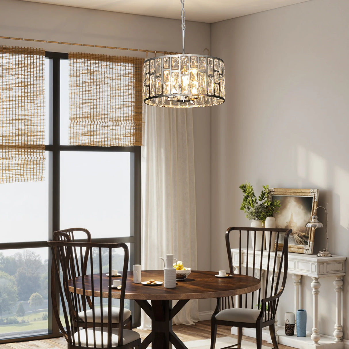 HOMCOM 72 Glass Crystallite Chandelier - Silver-Tone