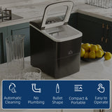 HOMCOM Countertop Ice Machine, 12Kg in 24 Hrs, 9 Cubes Ready in 8 Mins, Portable Ice Cube Maker w/ Self-Cleaning, Adjustable Ice Size, Ice Scoop, Basket for Home, Kitchen, No Plumbing Required, Black