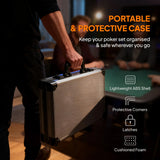 SPORTNOW 400-Piece Poker Chips Set with Lightweight ABS Case, Casino Texas Holdem Poker Set with Mat, 11.5g Numbered Poker Chips, Two Decks of Cards, Dealer, Five Dices, Grey