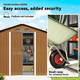 Outsunny 6.5 x 3.5ft Metal Garden Storage Shed - Brown Wood Effect
