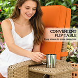 Outsunny 145 Reclining Rattan Armchair, with Footrest - Khaki/Orange