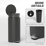 HOMCOM 30 Litre Pedal Kitchen Bin with Soft Close and Stay Open Lid, Rubbish Bin with Removable Inner Bucket for Kitchen, Office, Home, Black