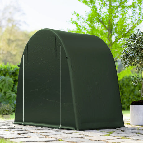 Outsunny 8 x 4 ft Garden Storage Tent, Waterproof Bike Tent with Roll-up Zipper Door and Galvanised Metal Frame, Green