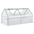 Outsunny Raised Garden Bed with Greenhouse, Steel Planter Box with Plastic Cover, Roll Up Window, Dual Use for Flowers, Vegetables, Fruits and Herbs, 185L x 95W x 92H cm, Clear