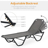 Outsunny Sun Lounger Relaxed Recliner with 5-Position Adjustable Backrest Aluminium Frame for Pool, Sun Bathing, Grey