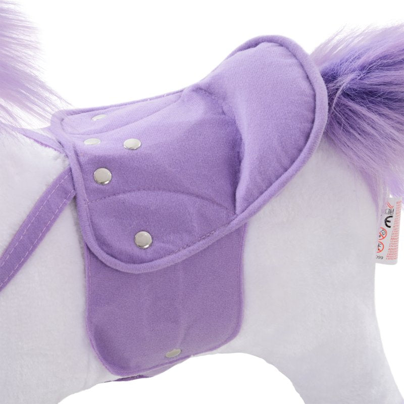 HOMCOM Kids Ride-On Rocking Unicorn, with Realistic Sounds, Handlebars, Purple/White