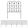 Outsunny Decorative Garden Fencing, 5PCs Outdoor Picket Fence Panels, Rustproof Metal Wire Landscape Flower Bed Border Edging Animal Barrier, Black