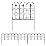 Outsunny Decorative Garden Fencing, 5PCs Outdoor Picket Fence Panels, Rustproof Metal Wire Landscape Flower Bed Border Edging Animal Barrier, Black