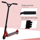 HOMCOM Street Stunt Scooter Intermediate and Beginner Freestyle Tricks Scooters For 14+ Teens Adult w/ Rear 10cm Wheel & Brake - Red