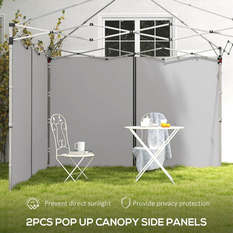 Outsunny Set of Two 3 x 3(m) Replacement Zipped Gazebo Walls - Grey