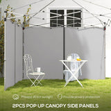 Outsunny Set of Two 3 x 3(m) Replacement Zipped Gazebo Walls - Grey