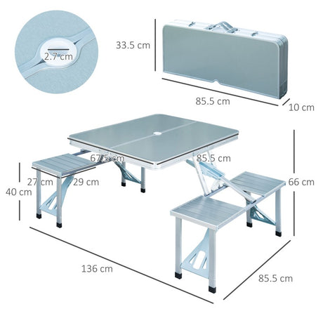 Outsunny Aluminum Portable Picnic Table Chair Set