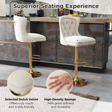 Dutch Velvet Bar Stool with Footrest-Beige
