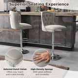 Dutch Velvet Bar Stool with Footrest-Grey