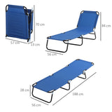 Outsunny Foldable Sun Lounger with 5-Position Adjustable Backrest, Outdoor Portable Recliner Chaise Lounge Chair with Breathable Mesh Fabric, Blue