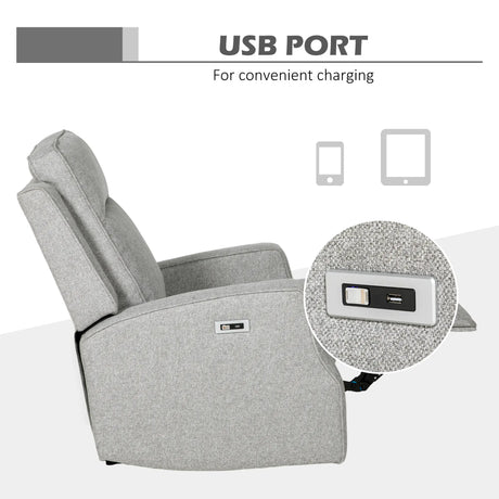 HOMCOM 150 Electric Reclining Chair, with USB port and Footrest - Grey