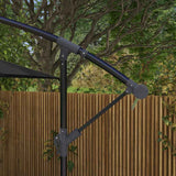 Outsunny 3m Cantilever Overhanging Parasol, with Cross Base - Black