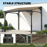 Outsunny 3 x 2.87 m Metal Lean-to Pergola, Wall-Mounted Hardtop Garden Pergola with Polycarbonate Roof and Metal-Aluminium Frame
