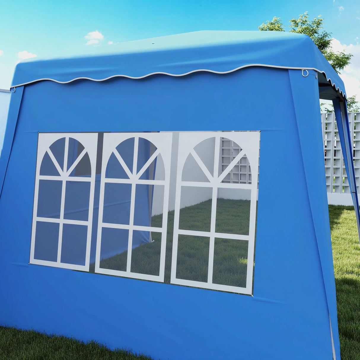 Outsunny 2.4 x 2.4m Two Wall Pop Up Gazebo - Blue
