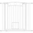 PawHut 96cm Tall Dog Gate with Cat Door, 7cm and 14cm Extensions, for Stairs, Doorways, 76-104cm Width