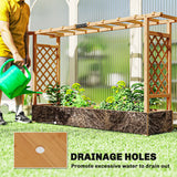 Outsunny Raised Planter with Trellis, Wooden Raised Bed for Garden with Hanging Roof and Drainage Holes, Outdoor Planter Box