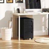 Vinsetto Three-Drawer Steel Filing Cabinet - Black