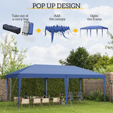 Outsunny Pop Up Gazebo, Double Roof Foldable Canopy Tent, Height Adjustable Wedding Awning Canopy w/ Carrying Bag, 6 m x 3 m x 2.65 m, Blue