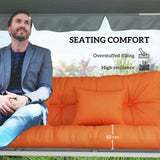 Outsunny Outdoor Seat Cushions Back Cushion with 2 Pillows, Water Repellent Seat Pads for 3-Seater Chair, Orange