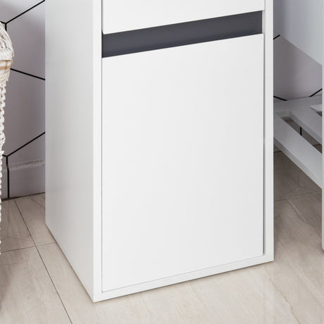 HOMCOM MDF Tri-Compartment Bathroom Storage Cabinet White