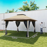 Outsunny 3.6 x 3.6m Pop-Up Gazebo, with Accessories - Beige