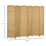 HOMCOM 6 Panel Folding Room Divider, Freestanding Privacy Screen for Living Room, Bedroom and Office, 240 x 170cm, Natural