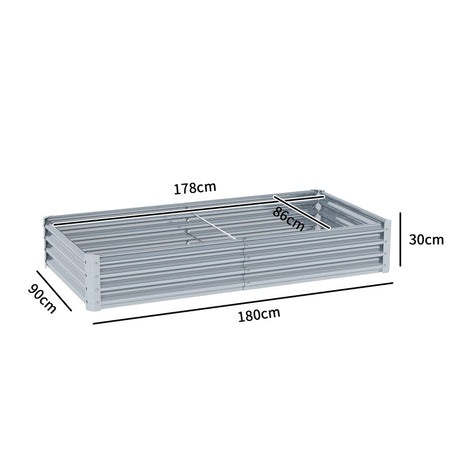 Outsunny 180 x 90cm Galvanised Steel Open Planter - Silver